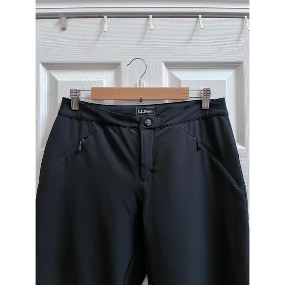 LL Bean Black Nylon Soft Shell Ankle Zip Vent Panel Pant Size 10 Hiking Camping - Picture 6 of 13